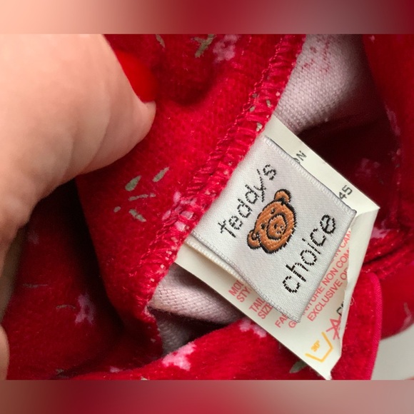 Vintage 90s Red Floral Baby Velvet Jumpsuit - Picture 8 of 9